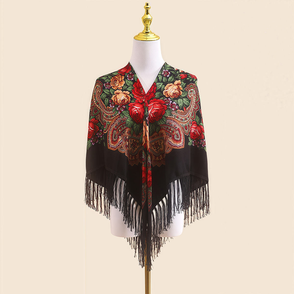국경 간 인기 110cm 신장 러시아 민족 숄 복고풍 클래식 스퀘어 스카프 따뜻하고 아름다운 멀티 컬러 스카프