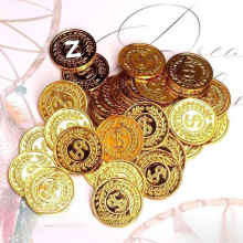 儿童奖励币道具硬币海盗金币塑料镀金抓假游戏代筹码宝藏海盗