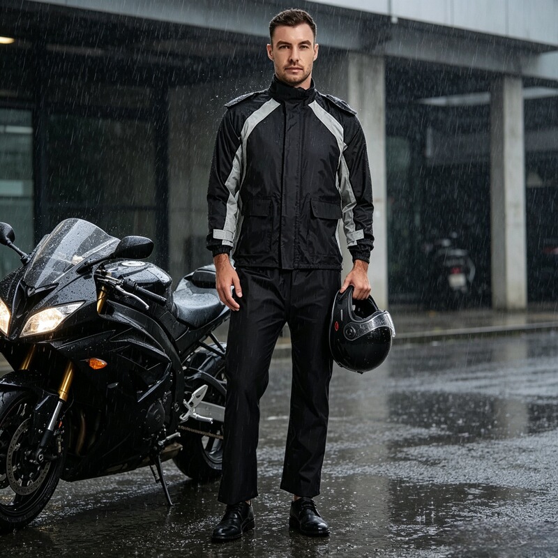 Polyester Taffeta Pu High-Density Waterproof Raincoat and Rain Pants Two-Piece Set for Property Security, Thickened and Wear-Resistant, Storm-Proof Two-Piece Set