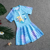 Детский купальник мультфильм новый русалка детский купальник с коротким рукавом купальник разделенные купальник пляжная юбка для девочек