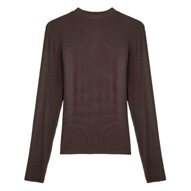 High elastic white small stand collar thread bottoming shirt women's autumn and winter inner wear slim bottoming shirt slimming long sleeve T-shirt