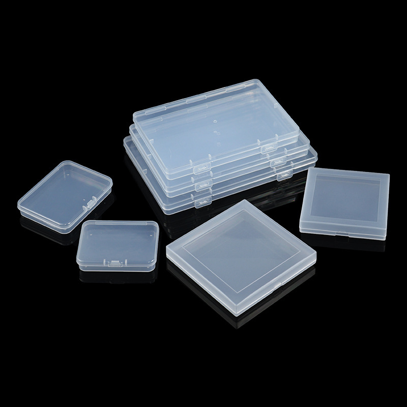 Plastic Transparent Rectangular Card Display Box Flat Stationery Packaging Box Desktop Parts Hardware Fishing Gear Storage Box