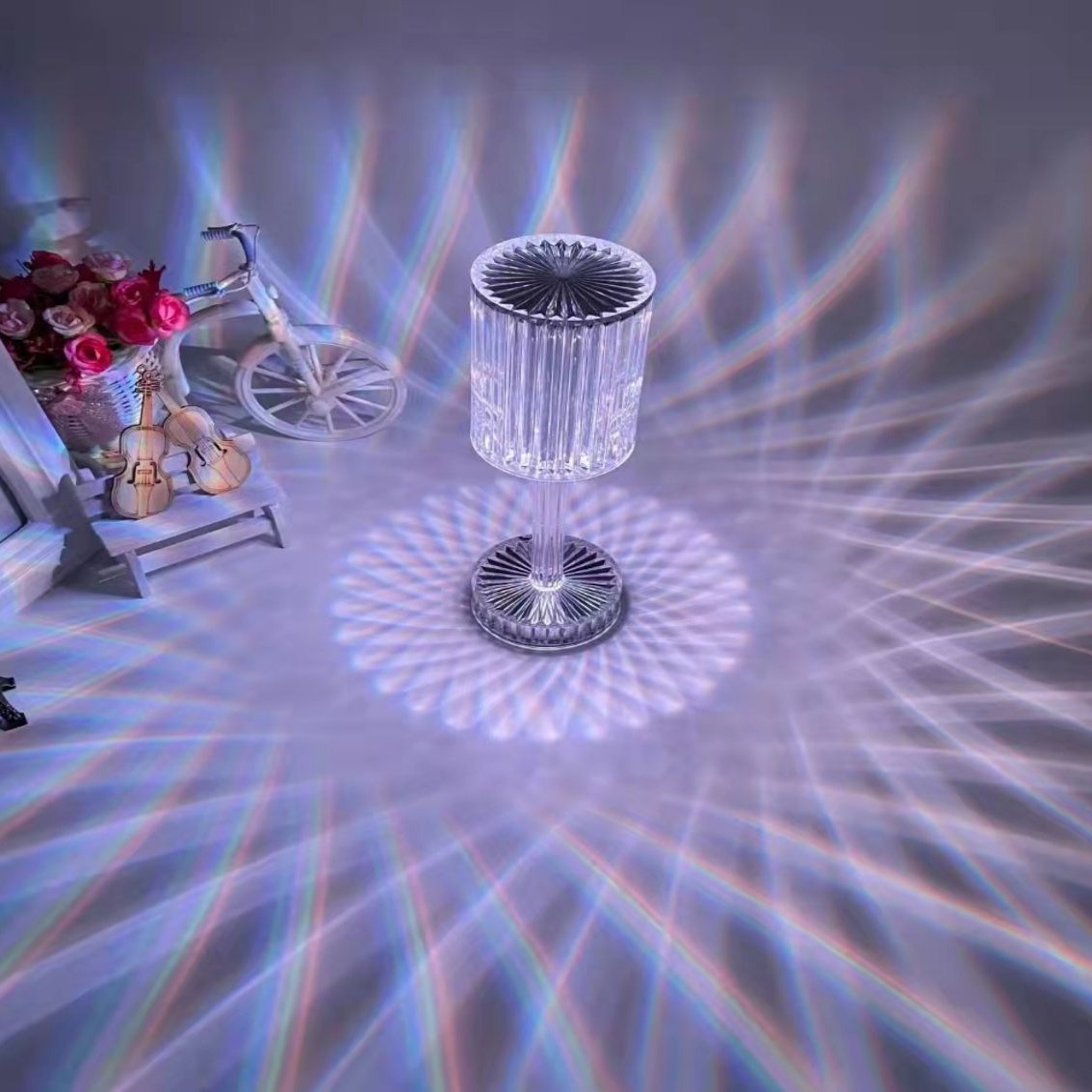 Cross-border Gatsby remote control crystal lamp bedroom bedside line atmosphere light RGB diamond touch charging desk lamp