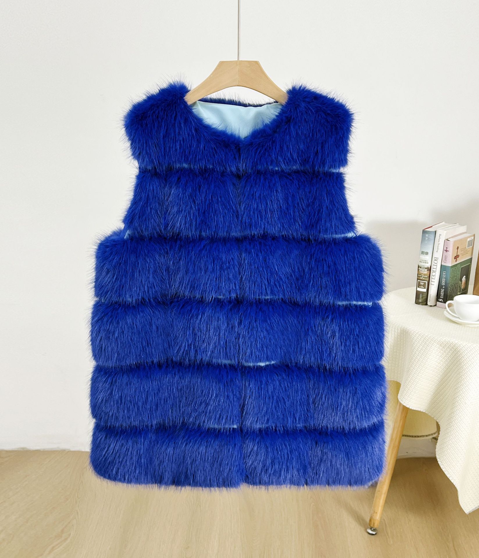 Clásico de seis puntas chaleco de conejo de pelo de zorro chaqueta larga al por mayor simple estilo exterior estilo
