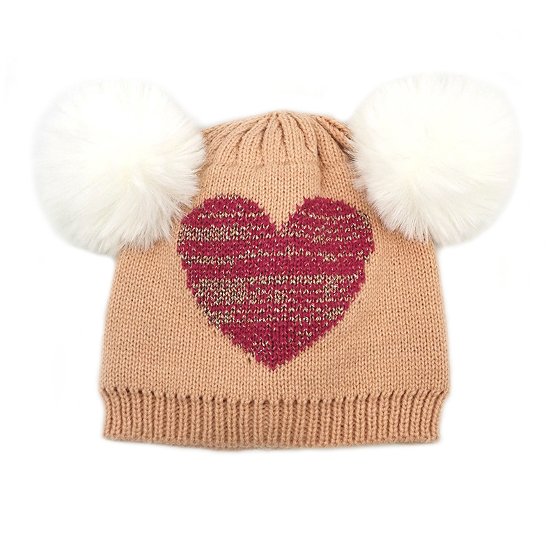 Girl's Cute Heart Shape Plush Eaveless Wool Cap display picture 7