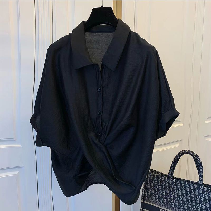 Irregular shirt Women's 2020 Summer new Korean style loose slimming versatile plus size design sense niche top