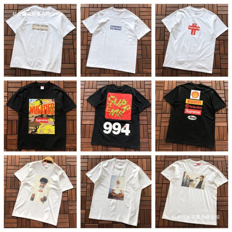 Trendy Supreme Letter Print Box High-Quality Short-Sleeve T-Shirt Unisex Loose Street Style Dropshipping 260g
