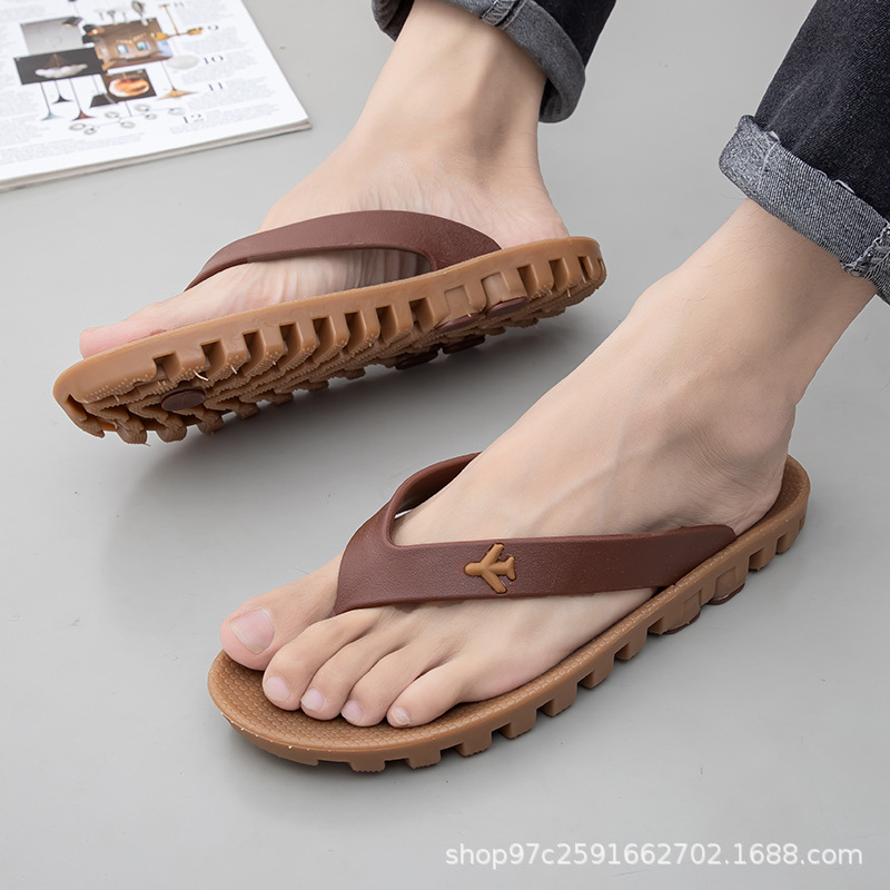 Thickened Flip-Flops for Men in Summer, Wear-Resistant, Non-Slip, Anti-Odor, Men's Trendy Flip-Flops, Vietnamese Tendon Beach Slippers