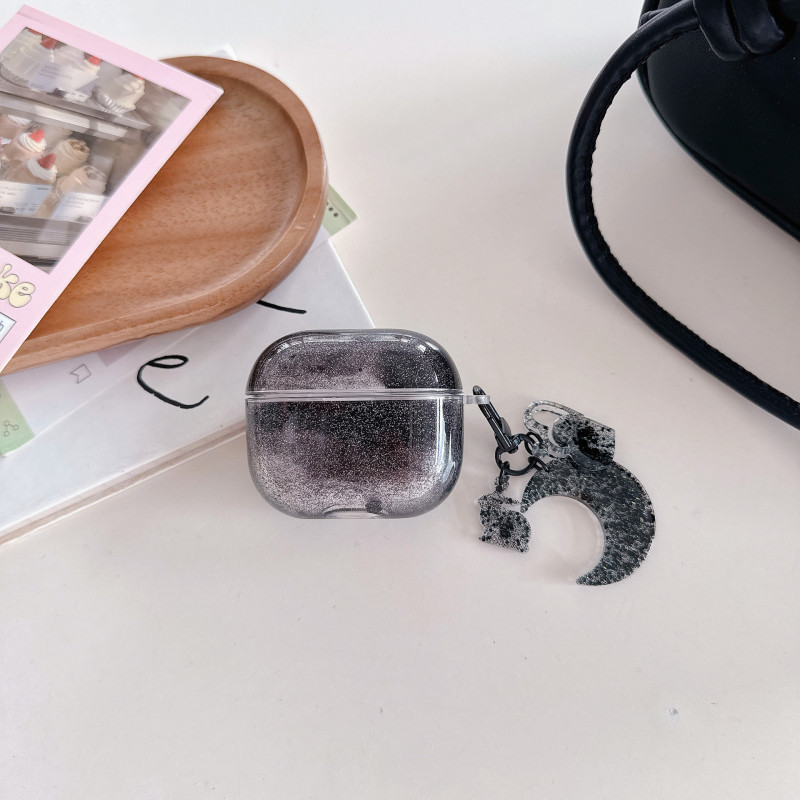 新しい液体流砂ヘッドフォンケース、手作りのペンダント付き、Airpods 第 4 世代ヘッドフォンケースに適しています、新しい第 3 世代スパンコールケース|undefined