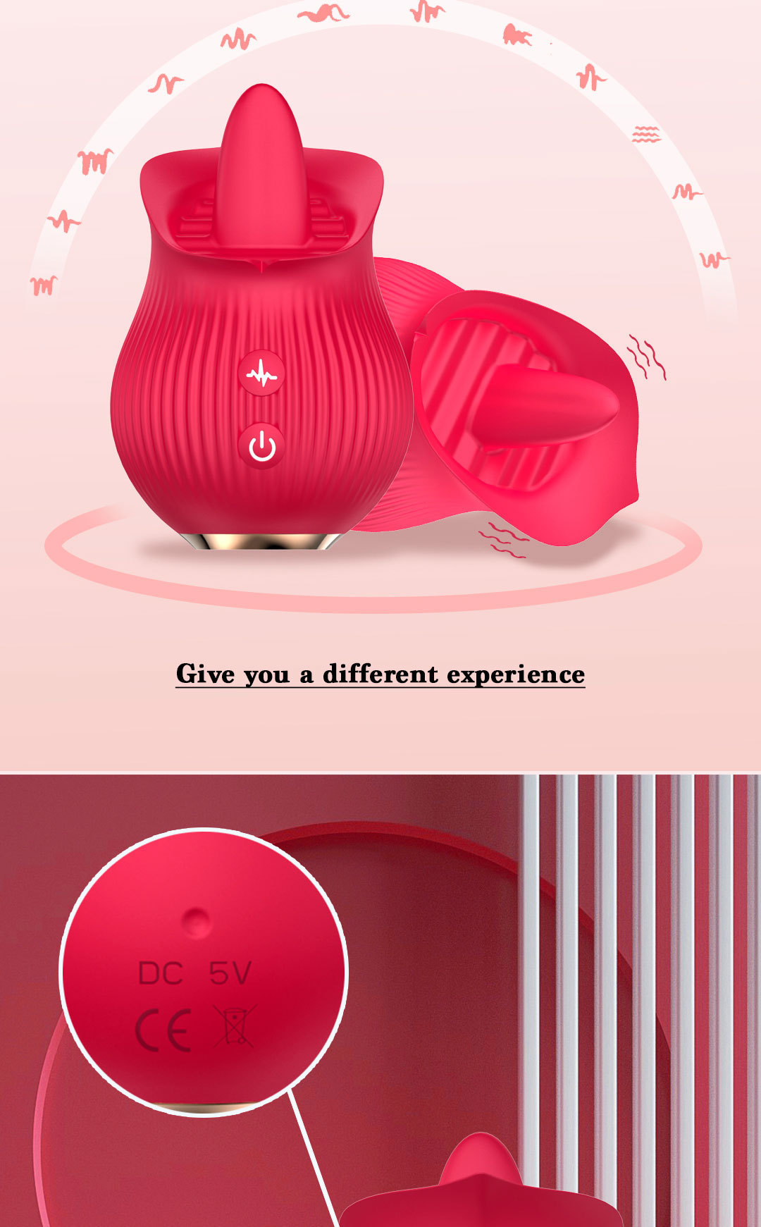 Aifeiya Rose Suction Tongue-Lick Telescopic Vibrator Egg, 12-Frequency, Silicone-ABS, Adult — detail image 5