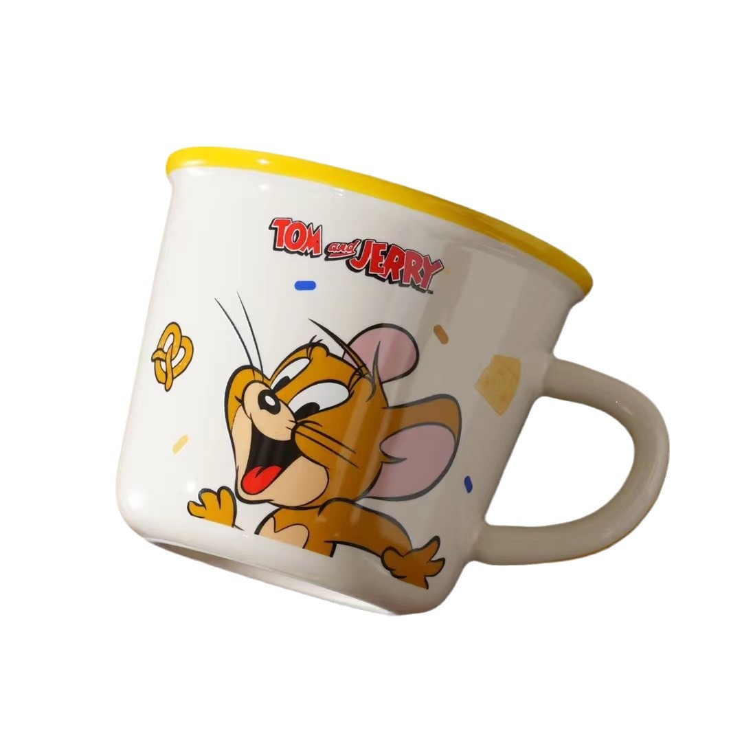 Gato y ratón de dibujos animados taza de desayuno personalidad encantadora taza de cerámica alta visualización taza de regalo de mano taza de regalo