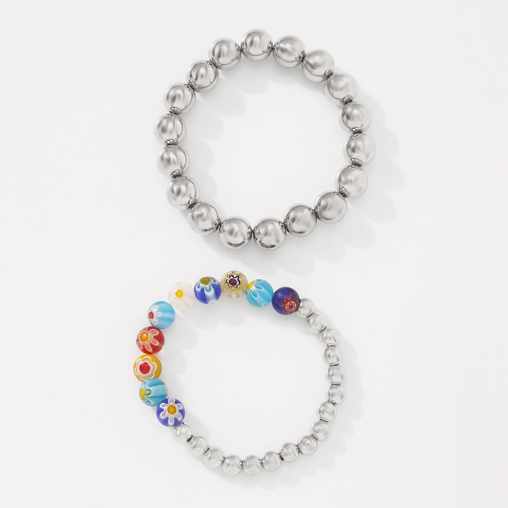 Fashion Colored Glass Beads Alloy Bracelet Wholesale Nihaojewelry display picture 5