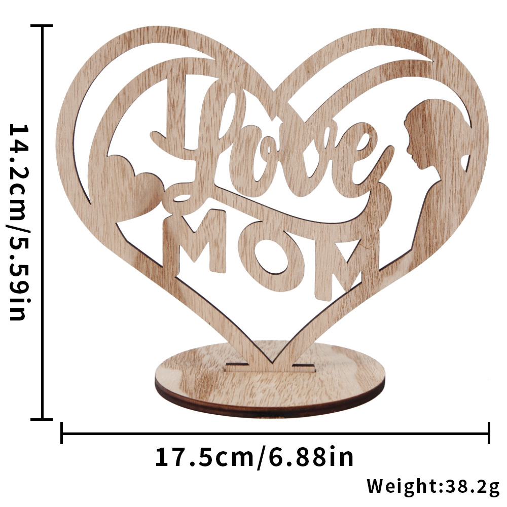 Nuevo Día de la Madre artesanía de madera hueco amor letras adornos del Día del Padre decoración de escritorio para el hogar
