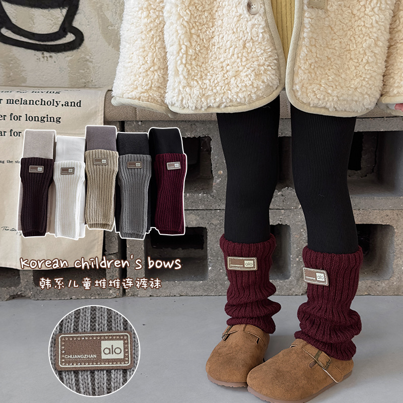 女童打底裤冬款加绒加厚潮搭外穿韩版堆堆连裤袜儿童拼接保暖长裤