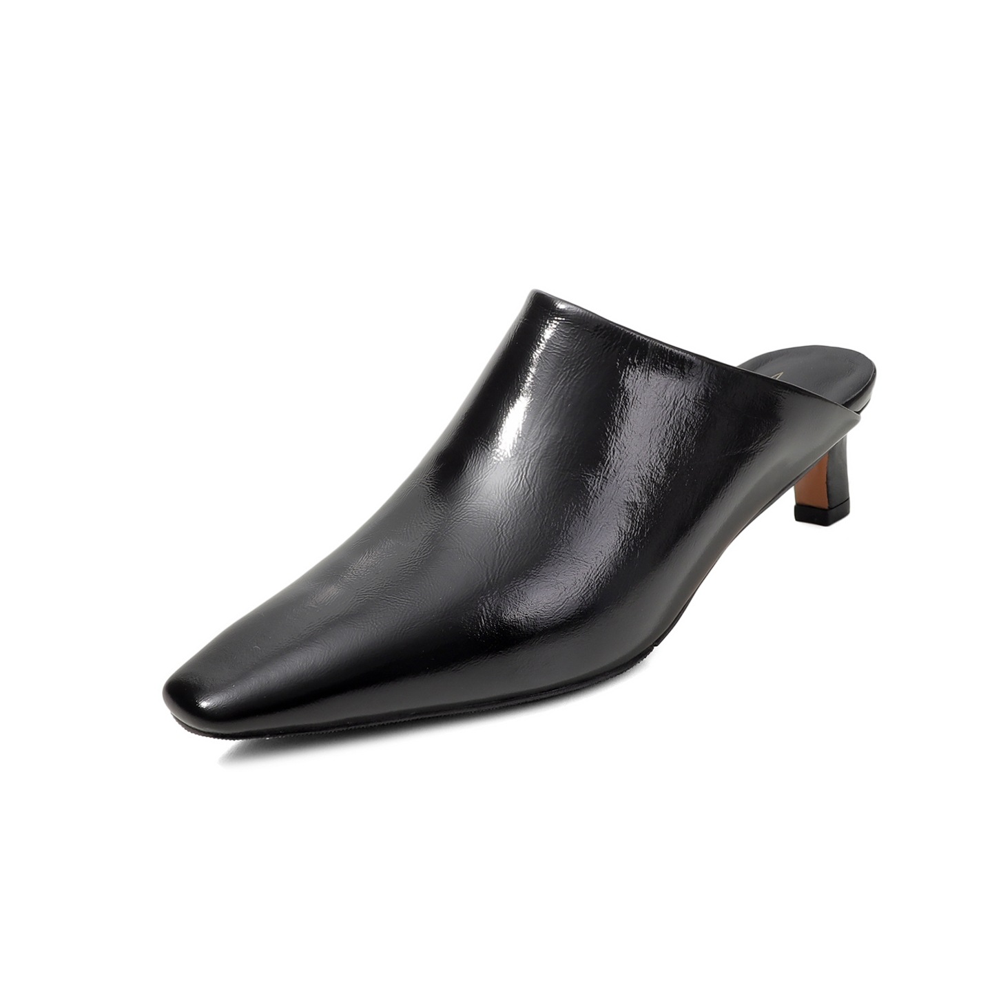 Giày mule nữ da cừu mũi vuông gót 4,5 cm, phong cách Hàn Quốc, dép nửa kéo tiện lợi — màu nâu chi tiết 25