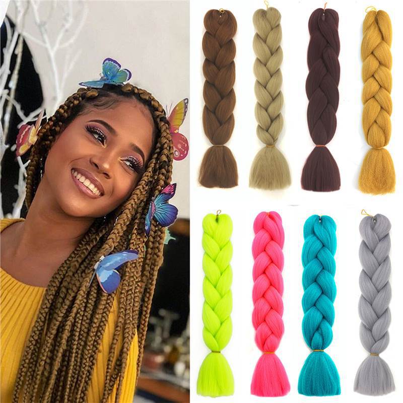 Fibra química africana gran trenza de alta temperatura seda peluca de mujer trenza monocromática trenza sucia puesta en percha