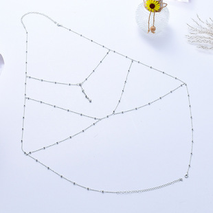 Flash diamond pendant tassel necklace chest chain European and American sexy exaggerated beach casual body clothing chain necklace wholesale