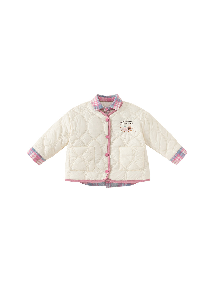 Youbao ropa para niños chaqueta para niñas modelos de otoño e invierno 2024 nuevo estilo estilo occidental falso dos piezas chaqueta de algodón cálida de invierno para niñas gruesas