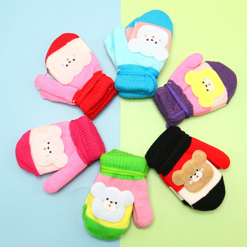 winter children's cartoon travel gloves
