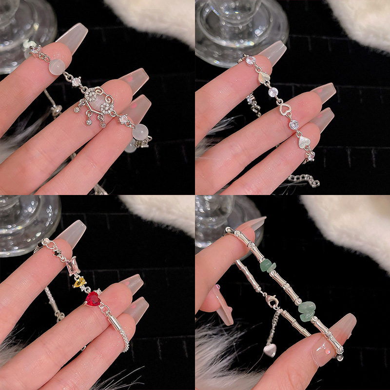 Wholesale Jewelry IG Style Heart Shape Bow Knot Copper Zircon Plating Inlay Bracelets Chain-free display picture 6