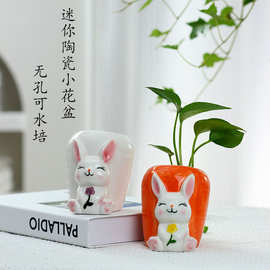 可爱陶瓷小花瓶绿萝容器办公桌茶室面装饰品创意家居玄关花器