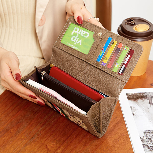 Mobile phone wallet card holder integrated long wallet simple multi-functional foldable versatile large capacity clutch bag women's wallet