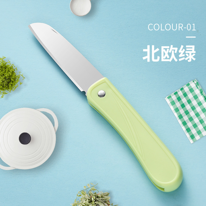 Cuchillo de frutas plegable creativo portátil de melón y frutas para cocina cuchillo de peeling multifuncional dos en uno artefacto mágico