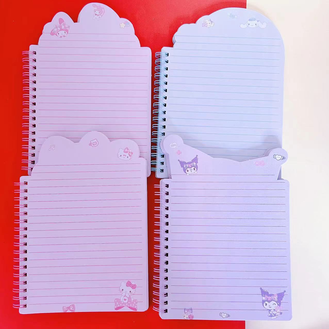 Cuaderno Espiral con Diseño de Familia de Mascotas, Forma Irregular A5, Kurolo, Bloc de Notas para Estudiantes, Diario, Planificador, Páginas Interiores Coloridas