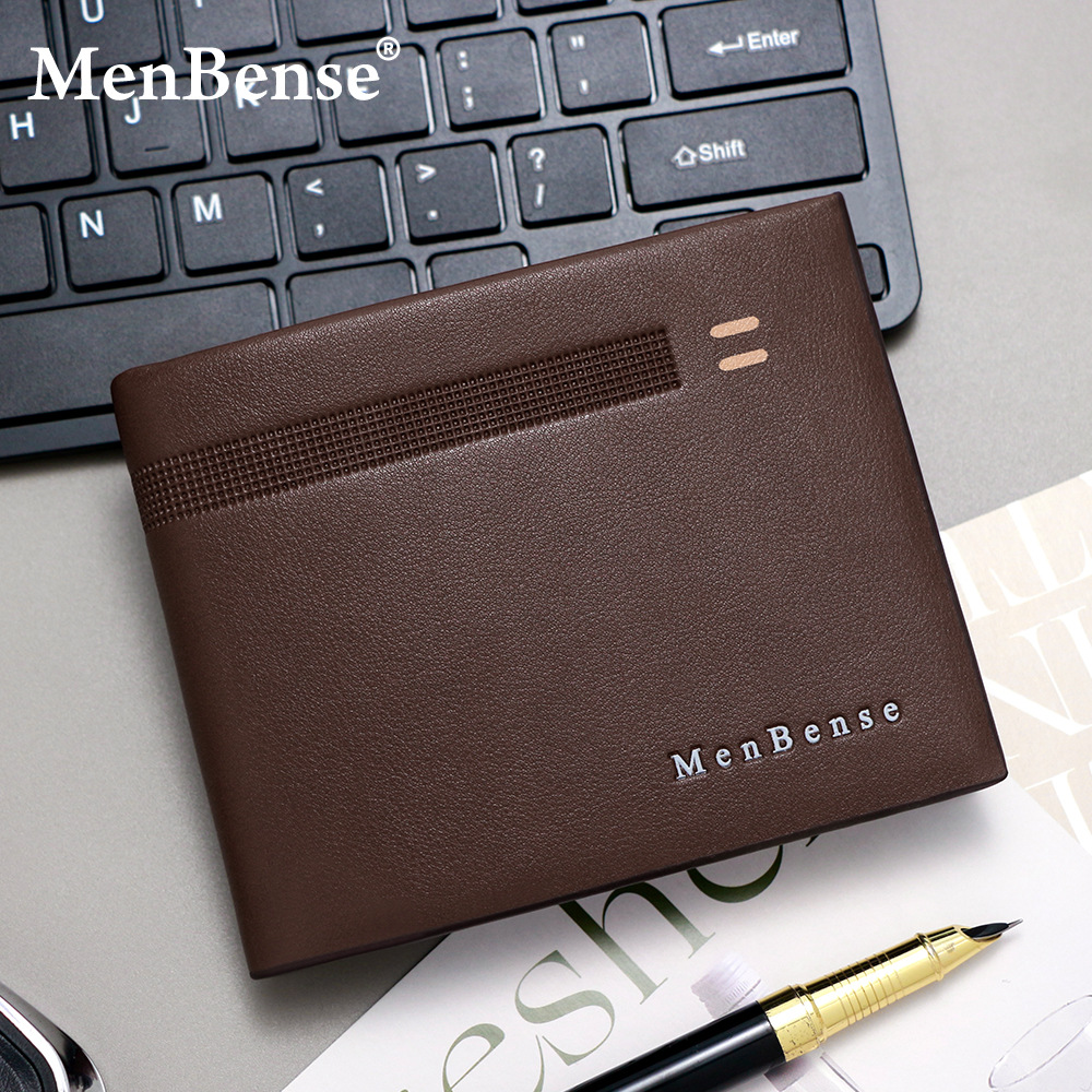 Nuevo tipo transfronterizo de cartera corta para hombres bisagra horizontal línea oscura bolsa de tres plegables cartera para hombres bolsa de cambio clip al por mayor