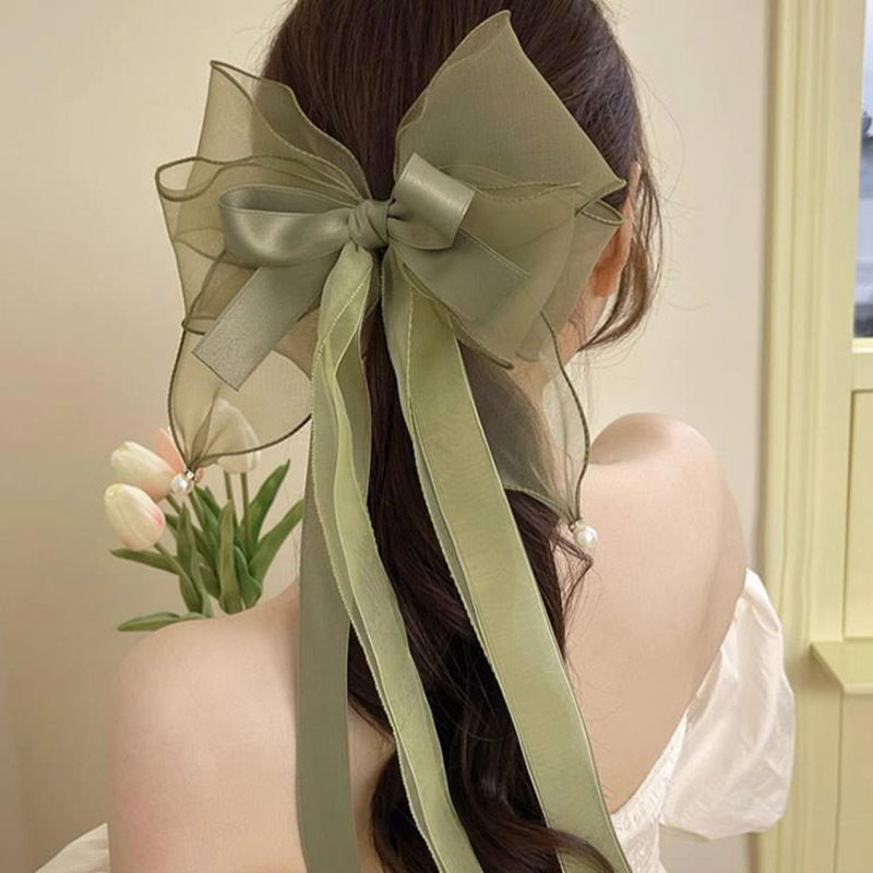 Sweet Solid Color Cloth Bowknot Hair Clip display picture 2