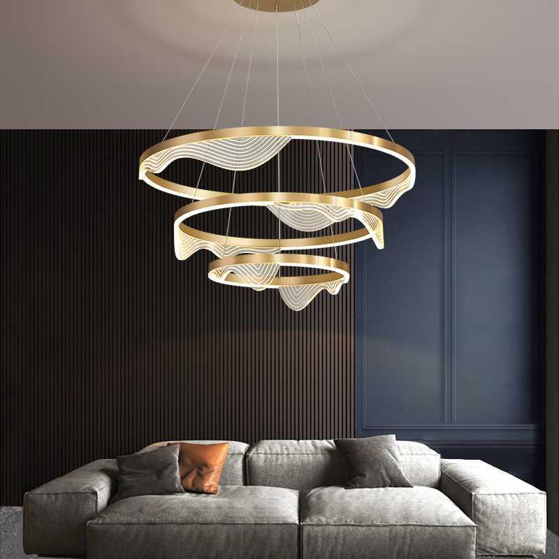 Modern Simple Living Room Lamp Creative Personality Art Light Luxury Restaurant Lamp Model Room Exhibition Hall Sales Department Circle Chandelier