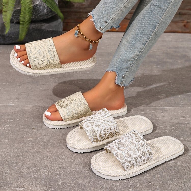 Japanese-Style Linen Slippers for Women, Chanel-Style Home Slippers, Couple's Home Use, All-Season Open-Toe Slippers, Silent Floor Slippers for Guests Japanese-Style Linen Slippers for Women, Chanel-Style Home Slippers, Couple's Home Use, All-Season Open-Toe Slippers, Silent Floor Slippers for Guests