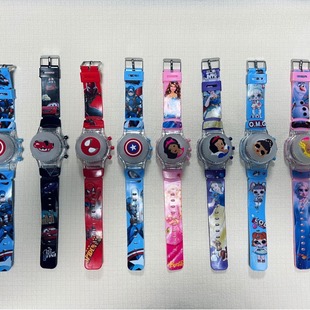 Children's Flip Watch Colorful Luminous Cute Cartoon Electronic Watch Toy Primary School Children's Kindergarten Gift Wholesale