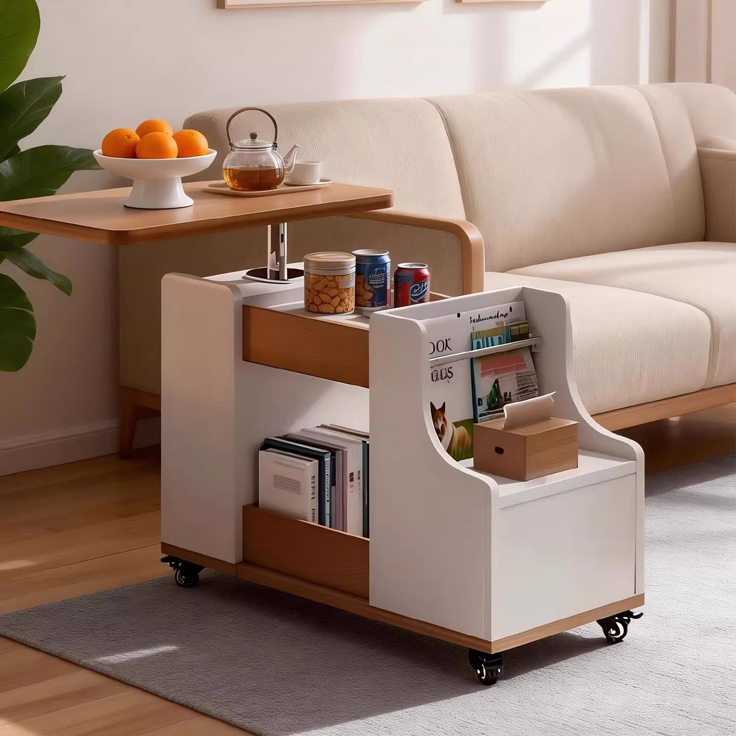Movible giratorio elevador lateral varios sofá gabinete lateral tabla de té sala de estar doméstica 2026 nuevo estante de almacenamiento