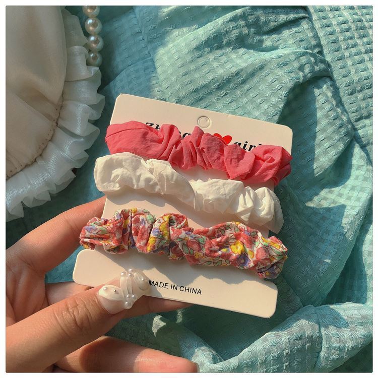 3 piezas ~ celebridad de Internet intestino delgado anillo de pelo ins malla floral pequeños accesorios para el cabello fresco retro diadema de hadas francés estilo coreano