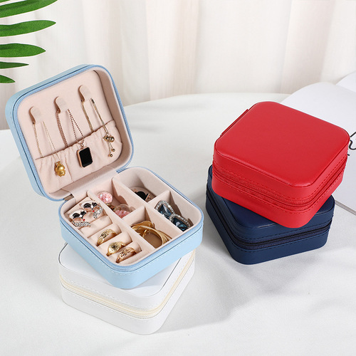Portable PU Leather Jewelry Box, Accessory Storage Box, Earring, stud, necklace, ring, jewelry storage, accessory box