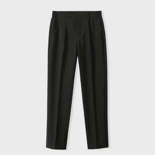 2024 Summer Small Suit Pants Men's Cropped Pants Straight Casual Pants Men's Wipe Wide Leg Black Suit Pants