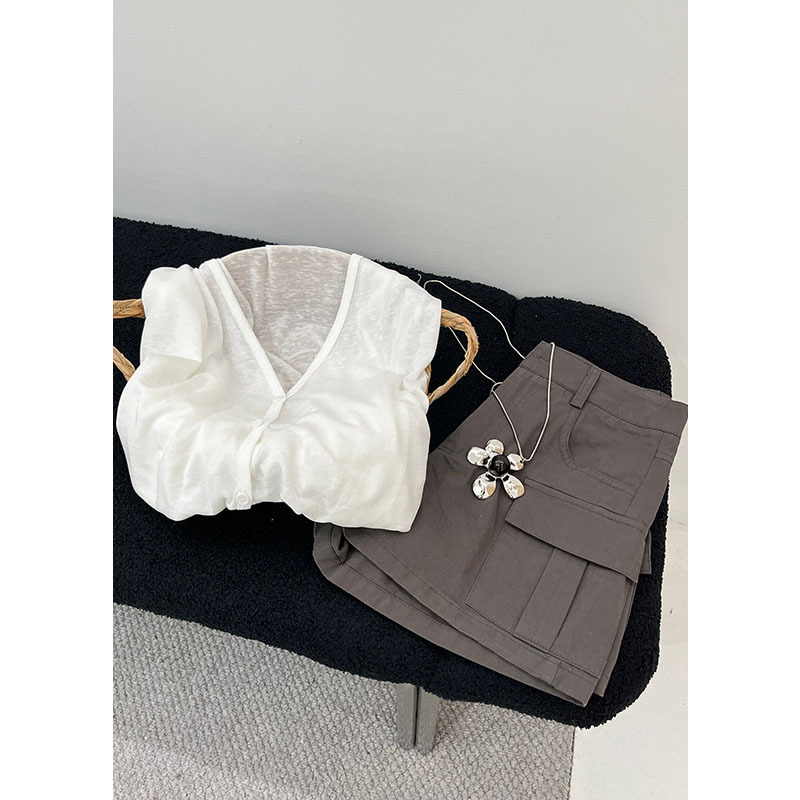 Rainbow Korean-Style V-Neck Sun-Protective Knit Cardigan for Women 2026 Summer Simple Versatile Air-Conditioning Shirt Top