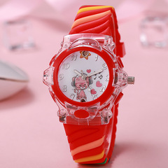 批發兒童發光貓咪手錶卡通夜光學生運動防水電子手錶男表led表