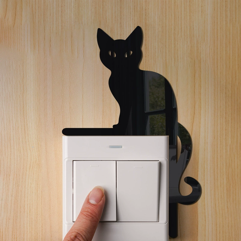Акрил зеркальный переключатель наклейки черный кот бык Xiaomi розетка переключатель антистатическая изоляция декоративная наклейка на стену Amazon