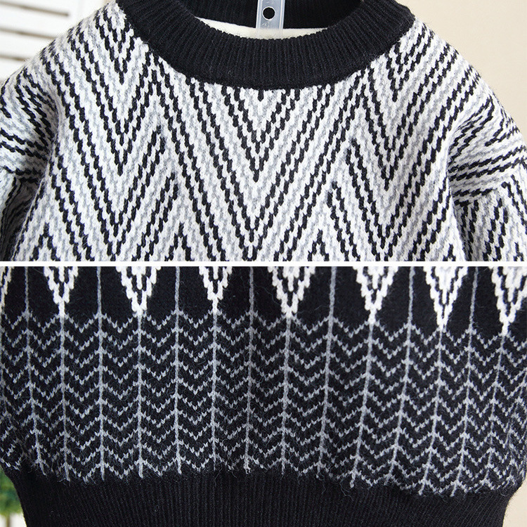 6591 suéter para niños más engrosamiento de terciopelo 2025 nuevo suéter de punto para niños de invierno camisa de fondo para niños bebé invierno