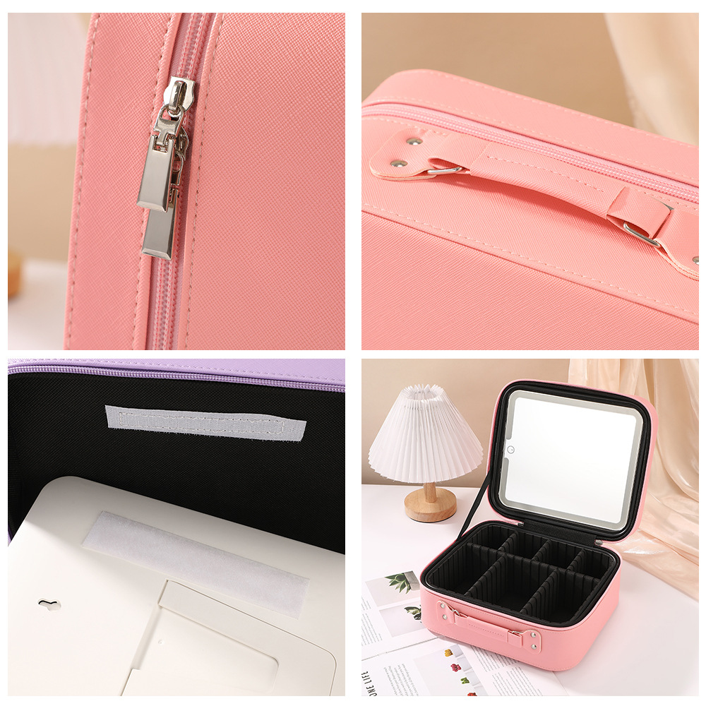 Bolsa de maquillaje espejo LED almacenamiento portátil caja de maquillaje portátil maquillaje caja de almacenamiento de gran capacidad para viajes Otros