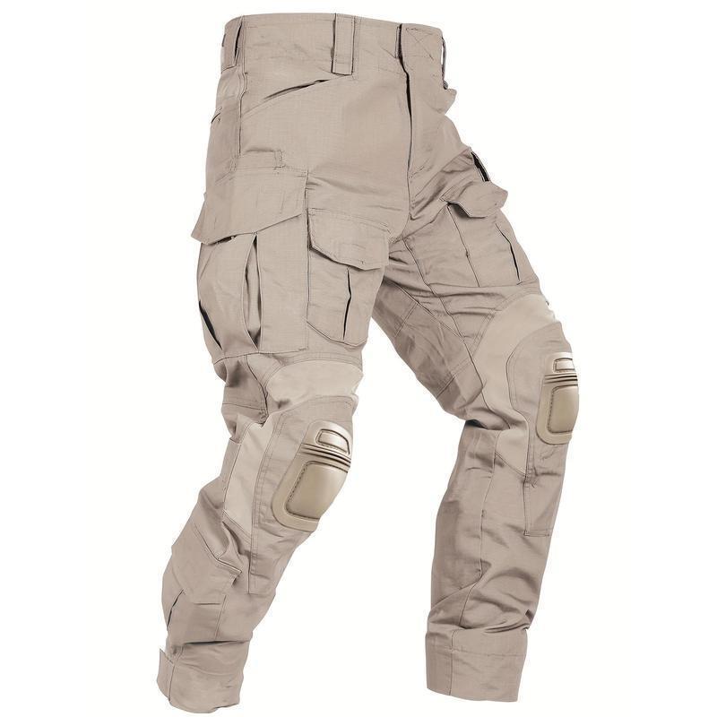 Men's camouflage tactical pants with knee pads, multi-pocket, comfortable and slim fit, camouflage work pants, in stock for cross-border sales, solid color Men's camouflage tactical pants with knee pads, multi-pocket, comfortable and slim fit, camouflage work pants, in stock for cross-border sales, solid color