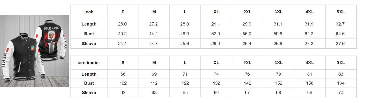 HBBY-棒球夹克-尺码表