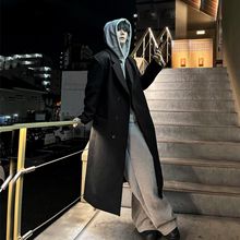 ASCLO氛围感毛呢大衣中长款冬季加厚韩版潮宽松落肩呢外套男风衣