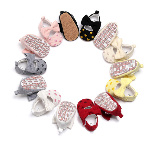 Autumn new embroidered heart bow princess shoes girls shoes baby non-slip toddler shoes wholesale