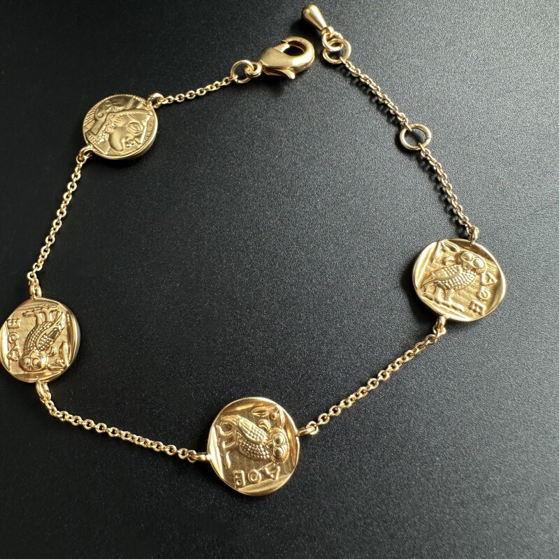 Meiouya original retro Athena goddess gold coin head portrait bracelet embossed portrait bracelet