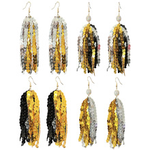 亚马逊货源新年元旦配饰女性耳坠亮闪闪庆祝流苏派对钻球拼色耳环