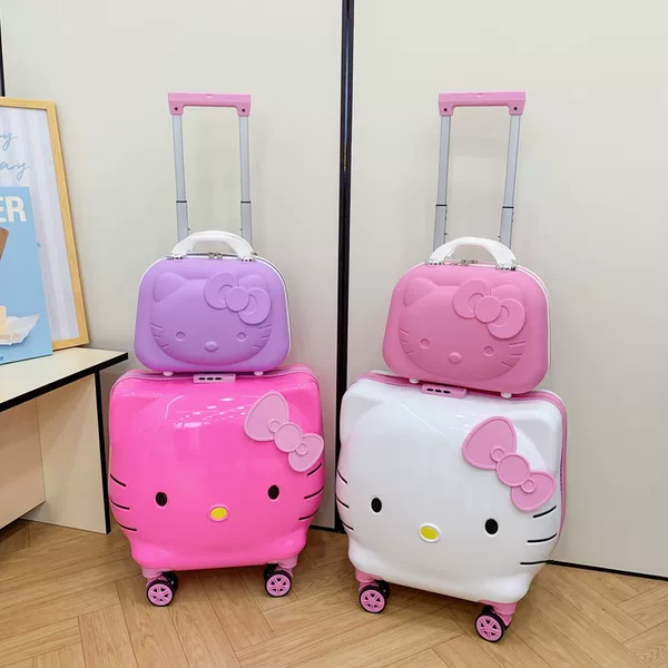 Children's Trolley Case Cartoon Case Suitcase Boarding Case 20inch Girls Kt Cat Trolley Case Cute Riding Case Cross-Border