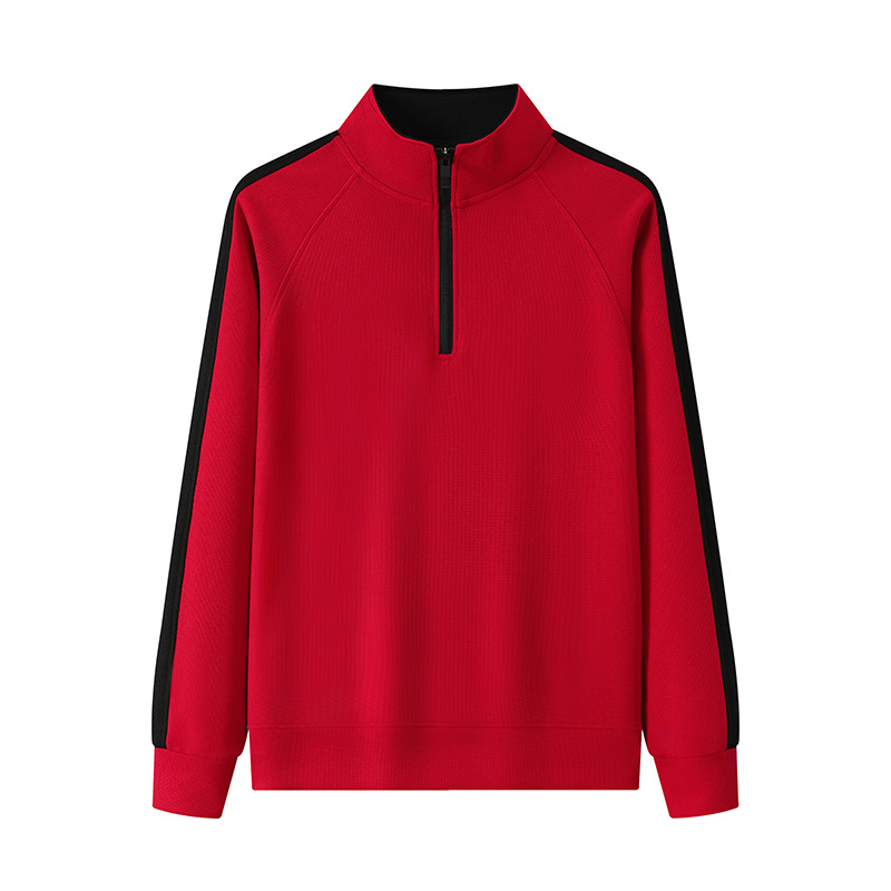 Otoño e invierno peinado algodón collar camisa cultural de manga larga camisa publicitaria ropa de clase semi-cremallera suéter personalizada ropa de trabajo impresa logotipo